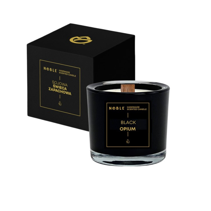 Rankų darbo kvepianti sojų vaško žvakė "Noble Black Opium"